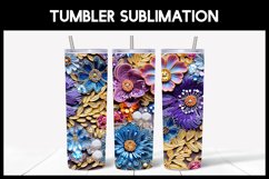 6 Embroidered Flowers Seamless Tumbler Sublimation Product Image 7