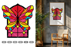 Butterfly Stained Glass Colored SVG &amp; Clipart Product Image 1