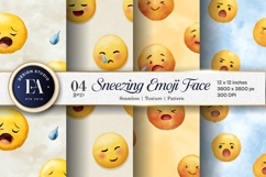 Watercolor Sneezing Emoji Face Seamless Digital Paper Product Image 1