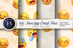 Watercolor Seamless Sneezing Emoji Face Digital Paper Product Image 1