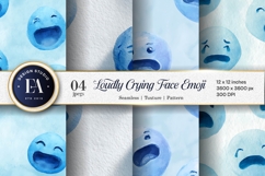Loudly Crying Face Emoji Watercolor Seamless Digital Paper Product Image 1