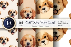 Cute Watercolor Dog Face Emoji Pattern Digital Paper Product Image 1