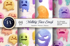 Surreal Melting Watercolor Face Emoji Seamless Digital Paper Product Image 1