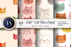 Cat Face Emoji Watercolor Seamless Cute Digital Paper Product Image 1