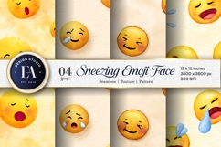 Emoji Face Sneezing Watercolor Seamless Digital Paper Product Image 1