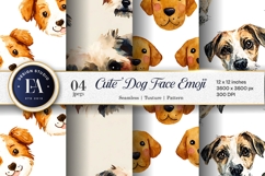 Watercolor Dog Face Emoji Seamless Pattern Digital Paper Product Image 1
