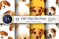 Watercolor Cute Dog Emoji Pattern Seamless Digital Paper Product Image 1