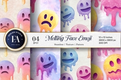 Surreal Watercolor Melting Face Emoji Digital Paper Product Image 1