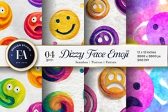 Dizzy Face Emoji Watercolor Seamless Pattern Digital Paper Product Image 1