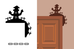 Halloween Door Corner SVG &amp; Clipart Product Image 1