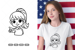 Girl Cartoon Doodle SVG &amp; Clipart Product Image 1
