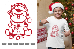 Kawaii Christmas Cow SVG &amp; Clipart Product Image 1