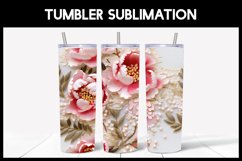 6 Embroidered Seamless Peonies Tumbler Sublimation Product Image 4