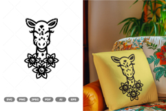 Giraffe With Flowers SVG &amp; Clipart Product Image 1