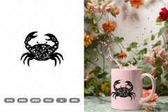 Folk Art Crab SVG &amp; Clipart Product Image 1