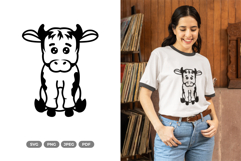 Kawaii Cow SVG &amp; Clipart - Sitting Cow Product Image 1
