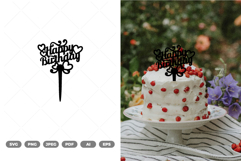 Happy Birthday Cake Topper SVG &amp; Clipart Product Image 1