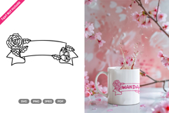 Floral Ribbon SVG &amp; Clipart - Ribbon Border Product Image 1