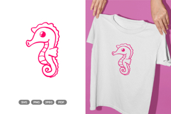 Kawaii Seahorse SVG &amp; Clipart - Sea Animal Cut File Product Image 1