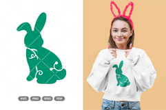 Floral Easter Bunny Silhouette SVG &amp; Clipart Product Image 1