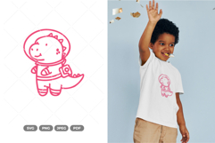 Tyrannosaurus Astronaut Doodle SVG &amp; Clipart Product Image 1