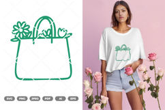 Floral Shopping Bag SVG &amp; Clipart Product Image 1