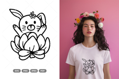 Rabbit and Flowers SVG &amp; Clipart Product Image 1