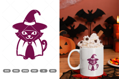 Kawaii Witch Cat SVG &amp; Clipart Product Image 1
