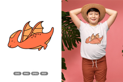 Kawaii Dino SVG &amp; Clipart - Dinosaur Doodle Product Image 1