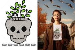 Skull and Plant Colored SVG &amp; Clipart Product Image 1