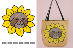 Sloth with Sunflower Head Colored SVG &amp; Clipart Product Image 1