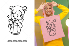 Girl Cartoon Doodle SVG &amp; Clipart Product Image 1