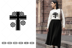 Flower Cross SVG &amp; Clipart Product Image 1
