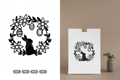 Easter Bunny Wreath SVG &amp; Clipart Product Image 1