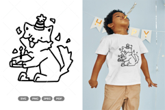 Birthday Wolf Doodle SVG &amp; Clipart Product Image 1