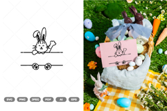 Easter Bunny Split Border SVG &amp; Clipart Product Image 1