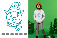 Winter Pig SVG &amp; Clipart Product Image 1