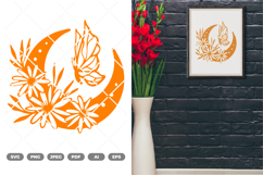 Floral Moon and Butterfly SVG &amp; Clipart Product Image 1