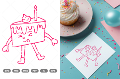 Birthday Cake Mascot SVG &amp; Clipart Product Image 1