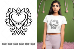 Floral Heart Tattoo SVG &amp; Clipart Product Image 1