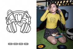 Floral Headphone SVG &amp; Clipart Product Image 1