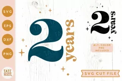 2 years SVG cut file - retro 2nd birthday shirt svg Product Image 1
