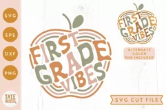 First grade vibes SVG cut file - Retro first day of school Product Image 1
