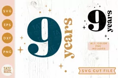 9 years SVG cut file - retro 9th birthday shirt svg Product Image 1