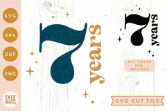 7 years SVG cut file - retro 7th birthday shirt svg Product Image 1