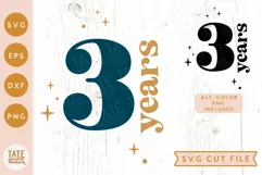 3 years SVG cut file - retro 3rd birthday shirt svg Product Image 1