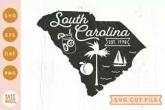 South Carolina state SVG cut file - Vintage USA state SVG Product Image 1