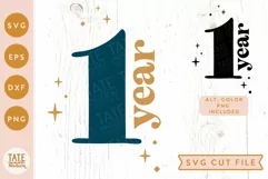 1 year SVG cut file - retro first birthday shirt svg Product Image 1