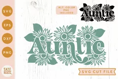 Auntie boho sunflower SVG cut file - Retro floral aunt svg Product Image 1