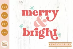 Merry & bright SVG cut file - Retro Christmas shirt svg Product Image 1